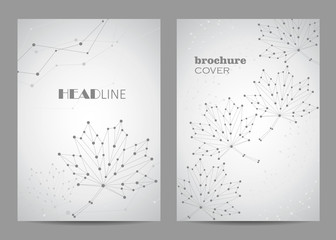 Brochure template layout design. Abstract geometric background with connected lines and dots