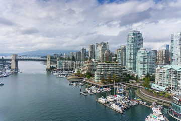 View over Vancouver False creek and Burrard St Bridge