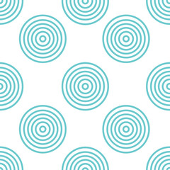 Abstract seamless pattern with monochrome thin concentric circles on white background. Abstract round seamless pattern with concentric rings of thin lines. Vector illustration.