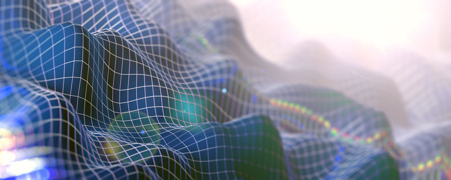 Malla o red con l&iacute;neas y detalle de formas geom&eacute;tricas. Fondo abstracto de tecnolog&iacute;a y ciencia.