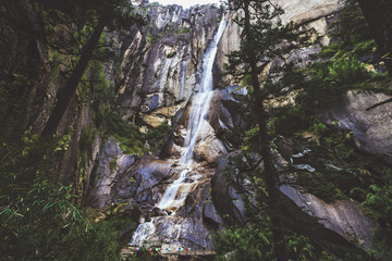 Fototapeta premium Tianfo waterfall in the deep forest of China