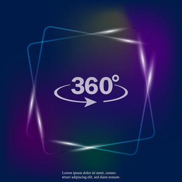 Vector neon light image turn sign 360 degrees. Layers grouped for easy editing illustration. For your design