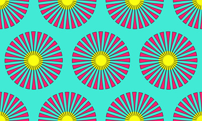 asian style floral seamless pattern in bright pop shades