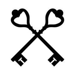 vector on white background, silhouette of two old keys