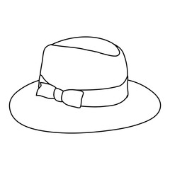 vector, on white background, women hat sketch, lines