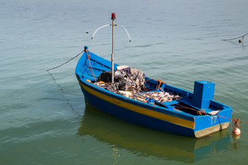 Obraz premium Small wooden boat in the bay, Rabat, Morocco