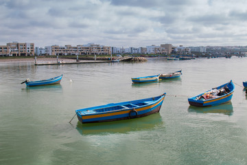 Fototapeta premium Small wooden boats in the bay, Rabat, Morocco