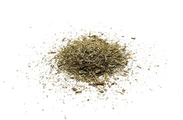 Dry chopped parsley pile isolated on white background