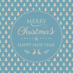 Merry Christmas - wishes with festive decorations and christmas trees. Vector.
