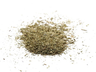 Dry chopped parsley pile isolated on white background