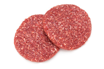Raw fresh hamburger meat isolated on white.