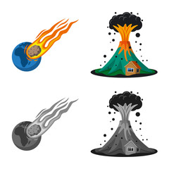 Vector design of natural and disaster sign. Set of natural and risk vector icon for stock. © Svitlana