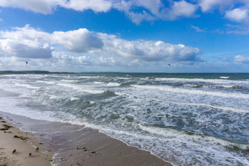 Storm at the German Baltic Sea with high waves