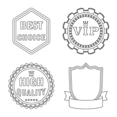 Vector illustration of emblem and badge symbol. Collection of emblem and sticker stock symbol for web.