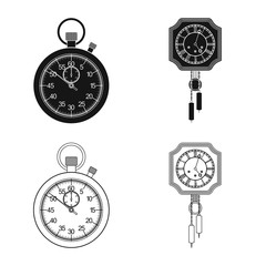 Fototapeta na wymiar Vector design of clock and time sign. Collection of clock and circle stock symbol for web.