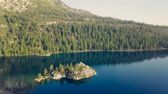 Drone video of the Fannette Island in Emerald Bay Lake Tahoe California