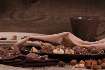 Chocolate truffles with caramel cream filling.