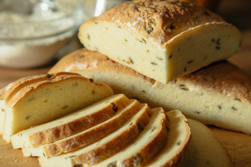 Gluten free bread with olives.