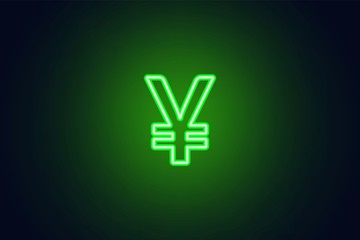 Obraz premium Neon yen sign on a dark background. Wealth, Success concept.