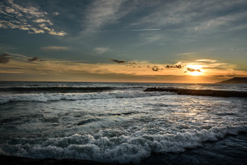 sunset over the sea,sanremo,italy