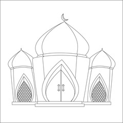 Islamic mosque coloring page vector template