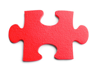Piece of jigsaw puzzle on white background