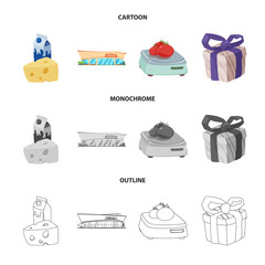 Isolated object of food and drink logo. Set of food and store stock vector illustration.