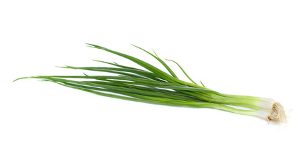 fresh spring onions isolated on a white background