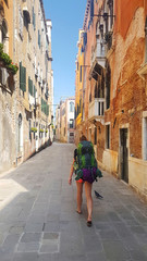 Young female traveler in Venice