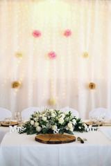 wedding decoration with lights and flowers