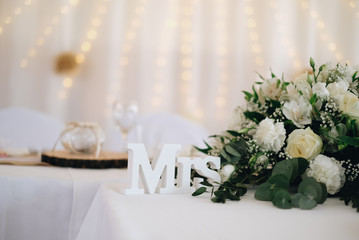 wedding table with flowers 