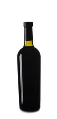 Bottle of red tasty wine on white background