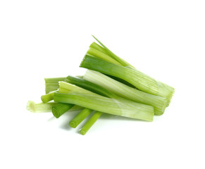 fresh spring onions isolated on a white background