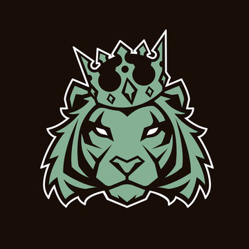 Tiger in Crown Vector Mascot