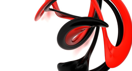 abstract background with red and black figure. 3d illustration