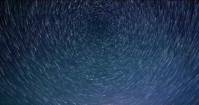 Time-lapse. Star circles in the night sky