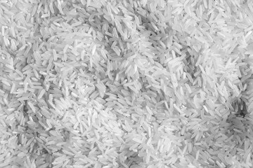 Pile of white rice in black and white.
