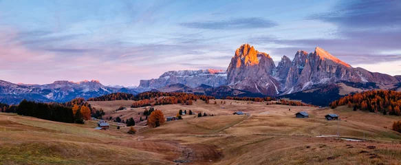Tuinposter Scenic image of bright hills. Location Seiser Alm or Alpe di Siusi, South Tyrol, Italy. © Leonid Tit