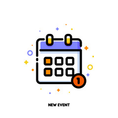 Icon of calendar for new event concept. Flat filled outline style. Pixel perfect 64x64. Editable stroke