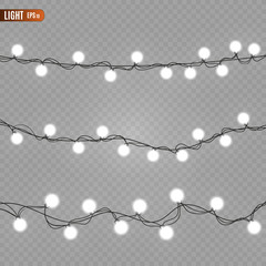 Christmas lights isolated on transparent background. Vector illustration.