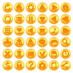 Set of yellow-orange honey shiny for game interfaces. Vector GUI elements for mobile games. Isolated on white background