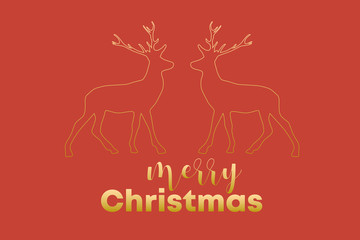 rotgoldene Weihnachtskarte mit Rentieren