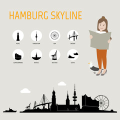 Hamburg Skyline schwarz