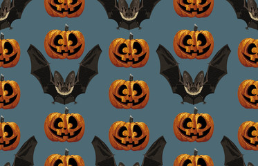 Halloween Seamless Pattern. Digital design elements for Halloween. Perfect for decoration, wrapping papers, greeting cards, web page background and other print projects.