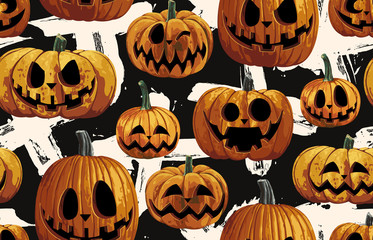 Halloween Seamless Pattern. Digital design elements for Halloween. Perfect for decoration, wrapping papers, greeting cards, web page background and other print projects.