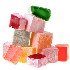 Turkish delight multicolored closeup isolated