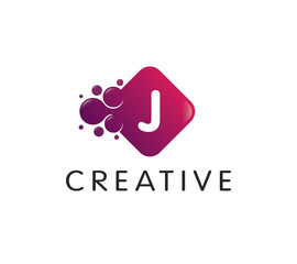 Fototapeta na wymiar Dots Letter J Logo