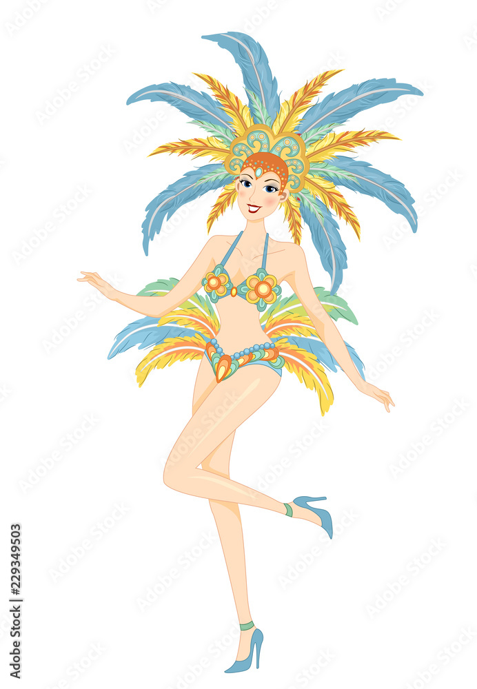 Sticker Girl Samba Outfit Illustration