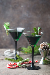 Green cocktails in martini glasses