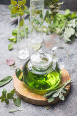 Hot herbal mint tea